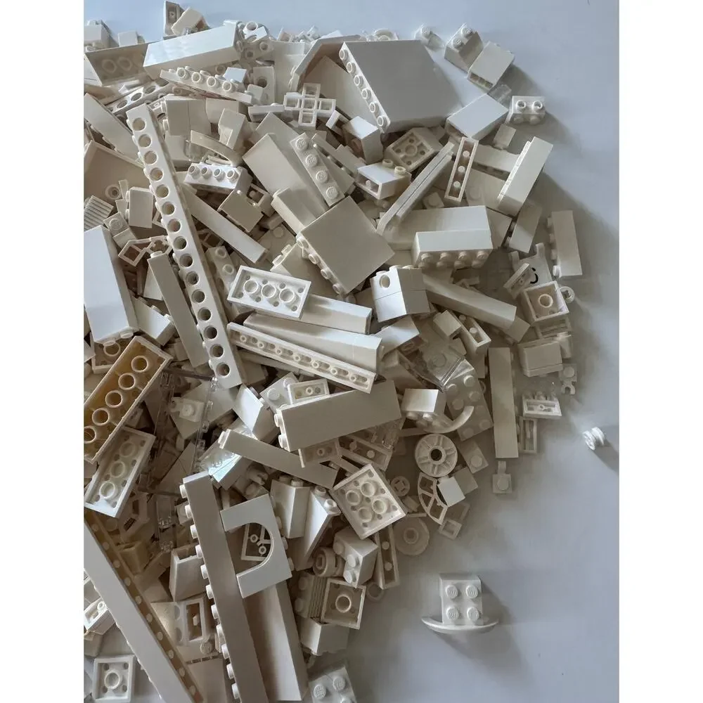 1.8 lb Assorted White/Clear Lego Bricks As Is/No Sets